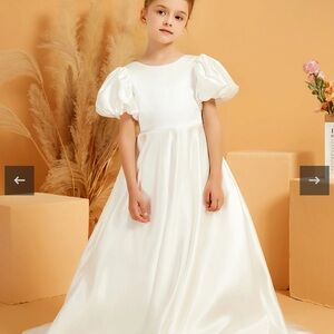 Babaroni janaia Elegant White Puff Sleeve Dress sz 10 girls